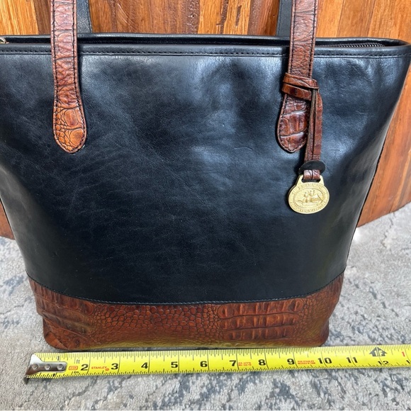 Brahmin Leather Tote Bag Black Tuscan Pecan Melbourne Susana Collection Retired - Picture 2 of 10